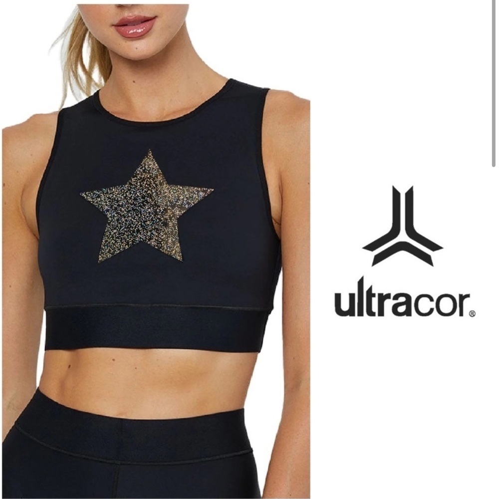 ULTRACOR • Lux Essential Star Knockout Level Crop Top in Nero Starlight • Large